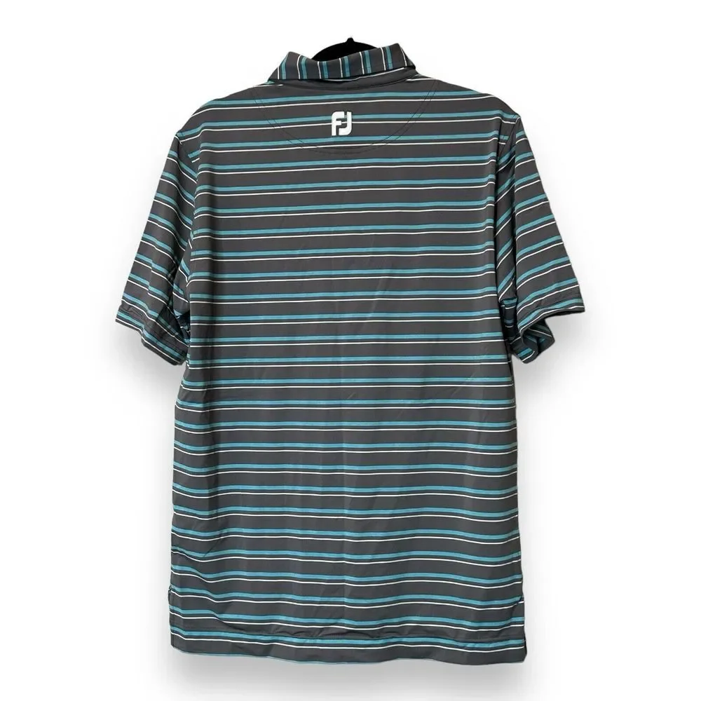Footjoy Golf Polo Shirt Mens Size S Talking Stick Golf Club Striped Blue - Picture 2 of 7